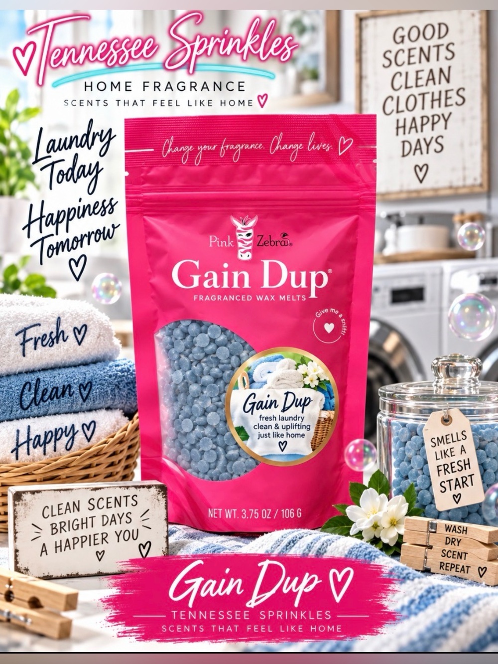 Pink Zebra Gain Dup House Blend Wax Melts 3.75 oz Bag
